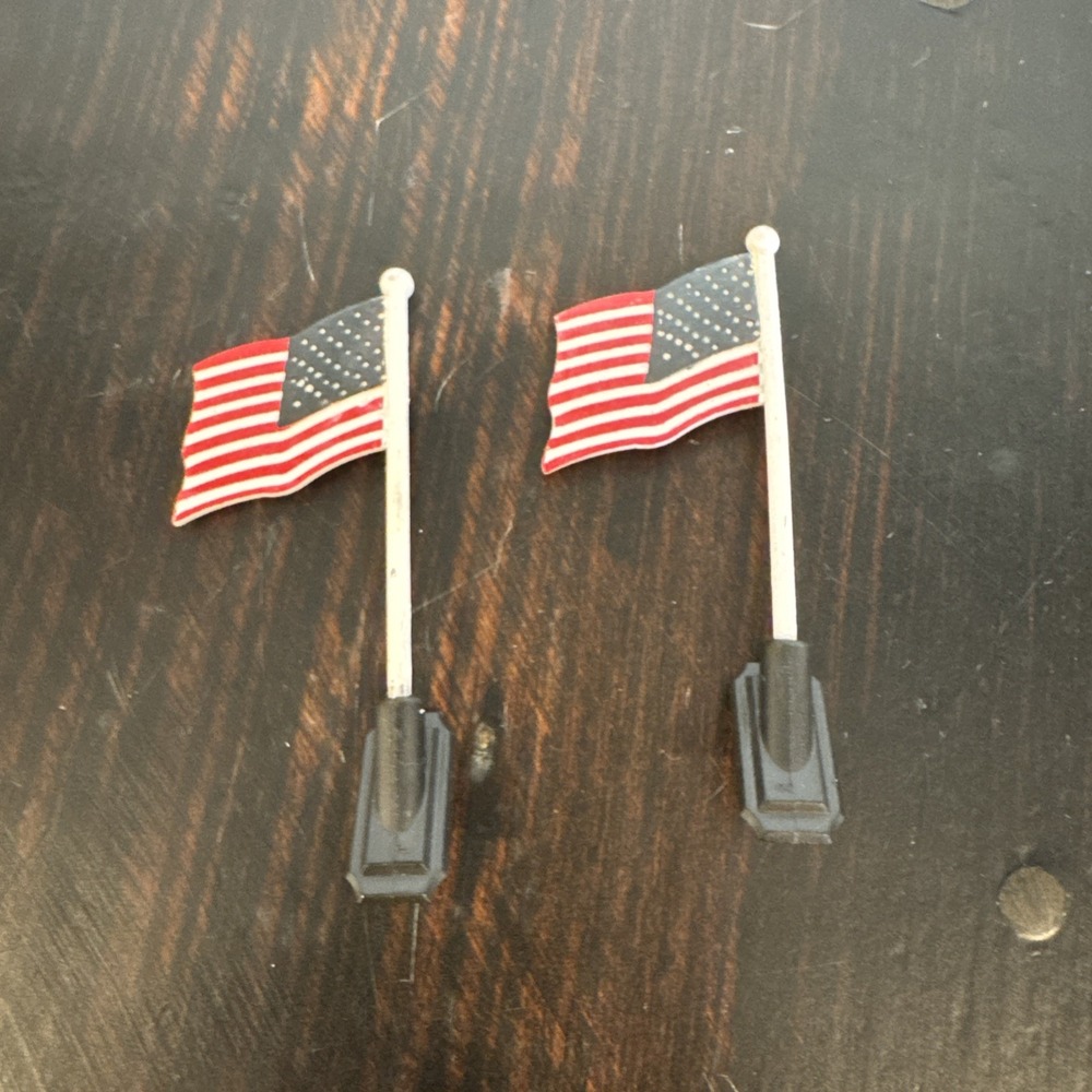 Dept‎ 56 American Flags Lot Of Two For Villages